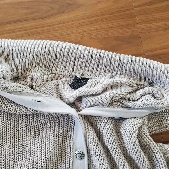 Pure Handknit High Low Pleated Chunky Cardigan Size S Cotton Beige boho gorpcore - Picture 13 of 13